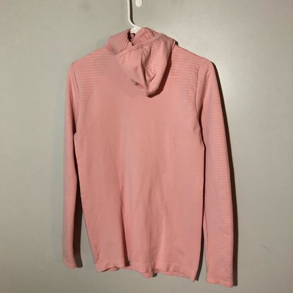 Athleta womens M flurry balaclava rib mix solid pink pullover hoodie cagoule - Picture 4 of 15